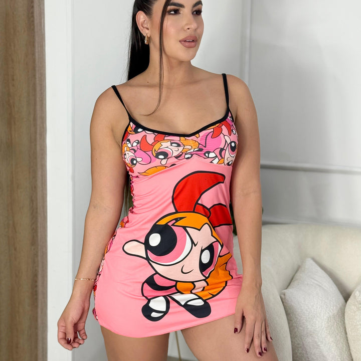 Dibujos que marcaron generaciones, ahora en tu armario-Vestido estampado con personajes de dibujos animados