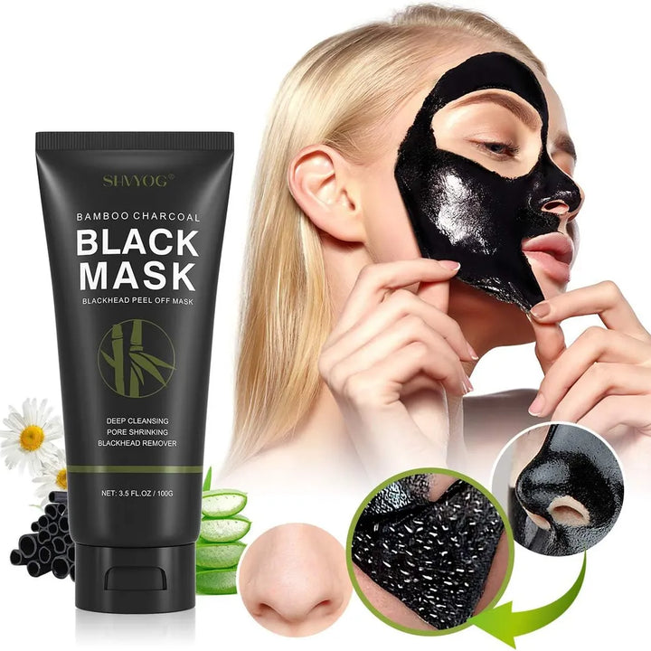 Mascarilla para espinillas de carbón de bambú: mascarilla desplegable contiene ácido ascorbico, ácido hialurónico, hidratación y control de aceite, limpieza
