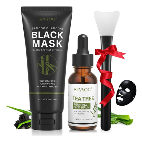 Mascarilla para espinillas de carbón de bambú: mascarilla desplegable contiene ácido ascorbico, ácido hialurónico, hidratación y control de aceite, limpieza